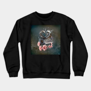 Steampunk piano with heart Crewneck Sweatshirt